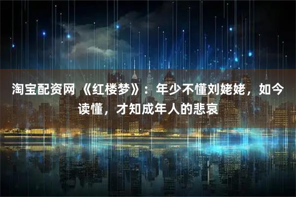 淘宝配资网 《红楼梦》：年少不懂刘姥姥，如今读懂，才知成年人的悲哀