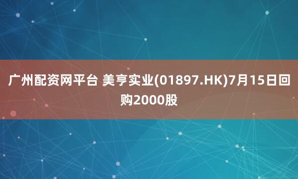广州配资网平台 美亨实业(01897.HK)7月15日回购2000股
